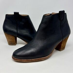 Madewell Black Leather Side Zip Ankle Boots Billie Booties Moto 3” Block Heel